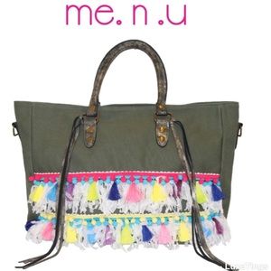 💕H.P🆕{Me.N.U}Tassel Fringe-Pom Pom Tote Bag